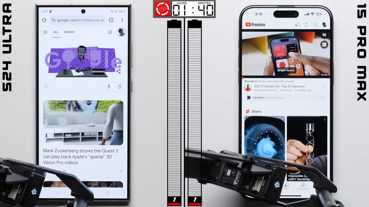 PhoneBuff 续航表现测试: Samsung Galaxy S24 Ultra VS iPhone 15 Pro Max