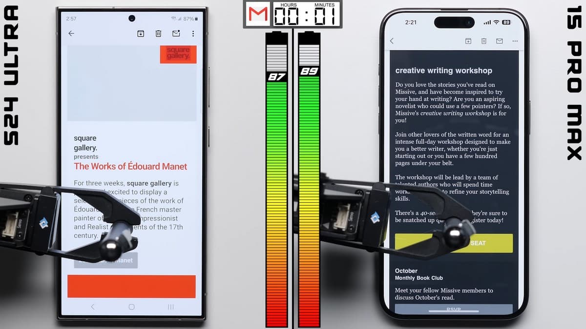 PhoneBuff 续航表现测试: Samsung Galaxy S24 Ultra VS iPhone 15 Pro Max