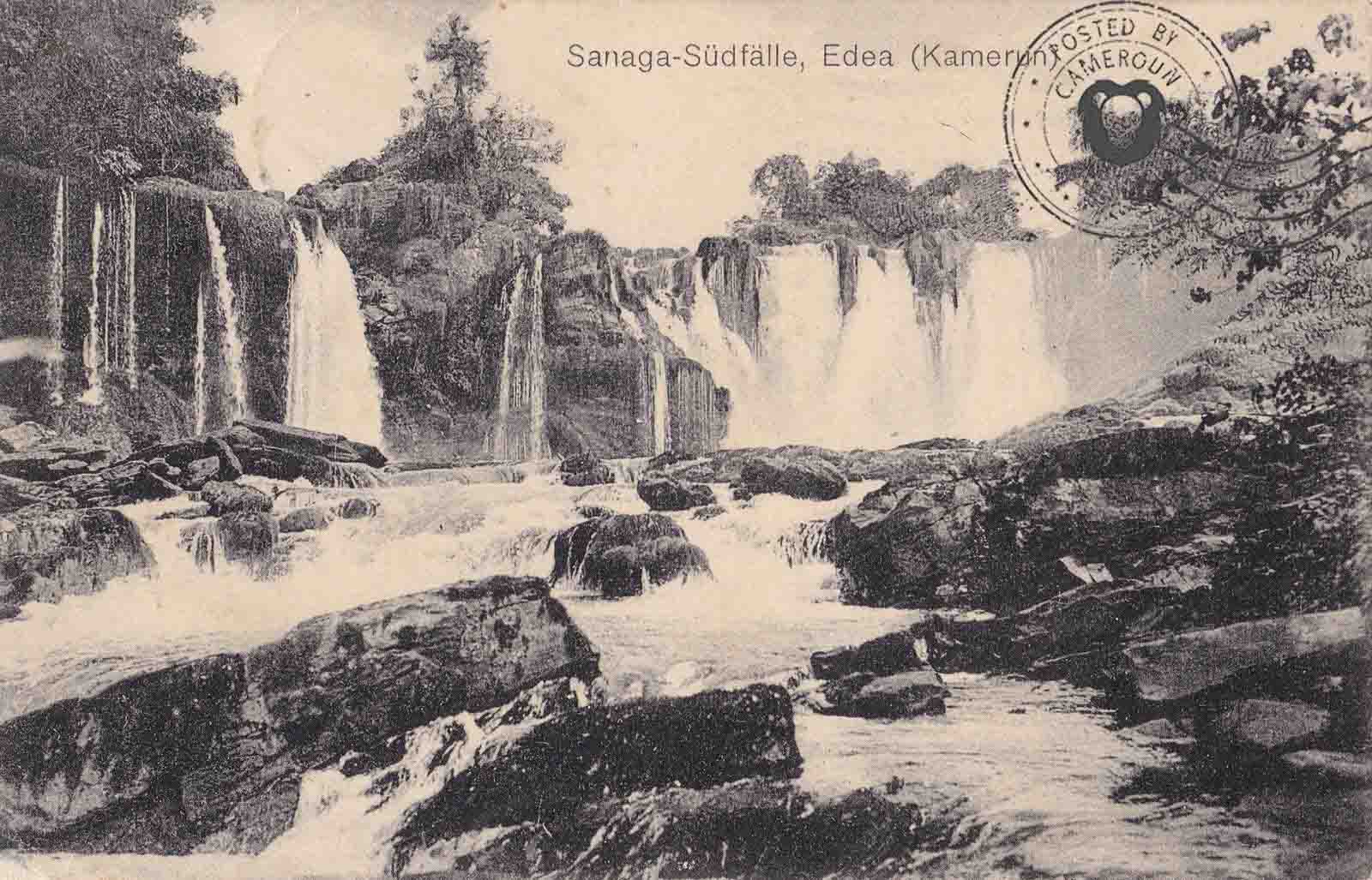 The waterfalls at Edea in 1913 before the Hydro-electric dam was built.