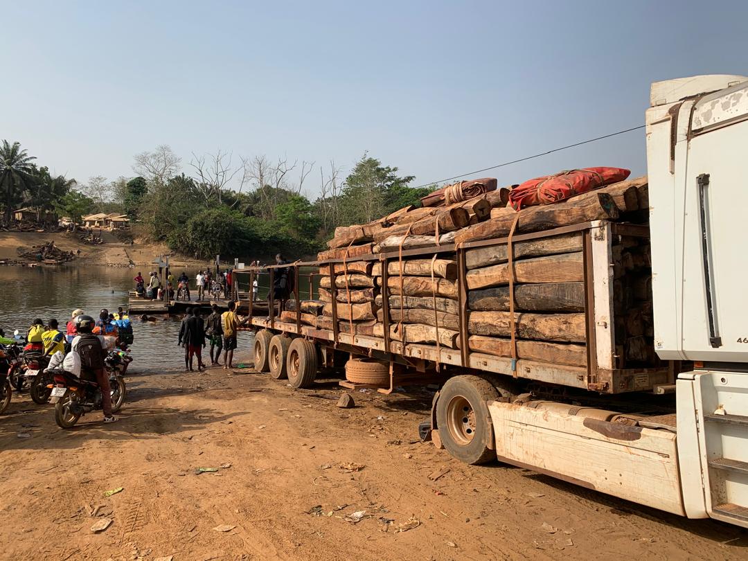A lorry loaded with Pterocarpus erinaceus from OKNP in 2021
Photo credit @ Aiah Lebbie.