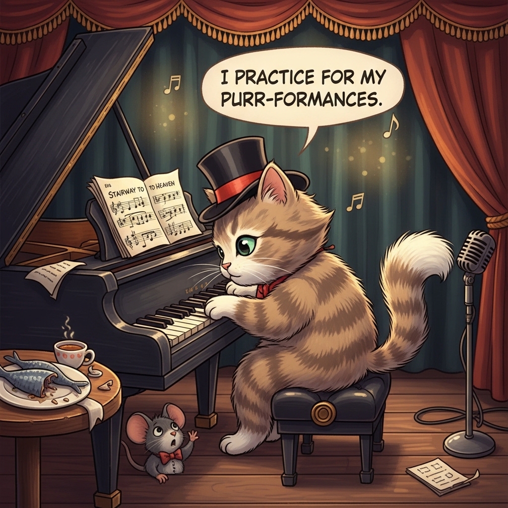 Purr-formance Practice Musical Kitten Digital Art