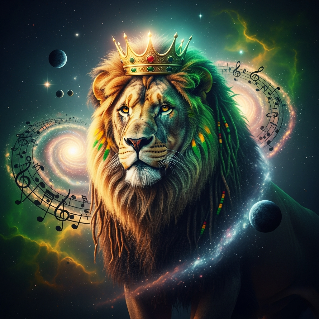 Cosmic Musical Lion King: Celestial Rasta Art
