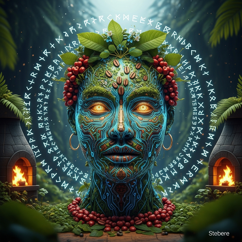 Spirit of the Roast: Cyber-Druid Coffee Guardian