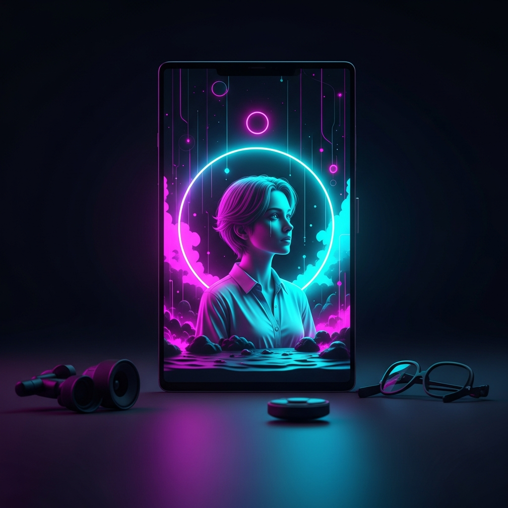 Cyberpunk Neon Muse - Digital Art Wallpaper
