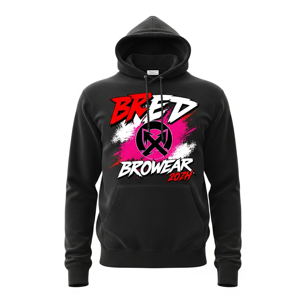 Men's Black Bred Browear Graphic Streetwear Hoodie