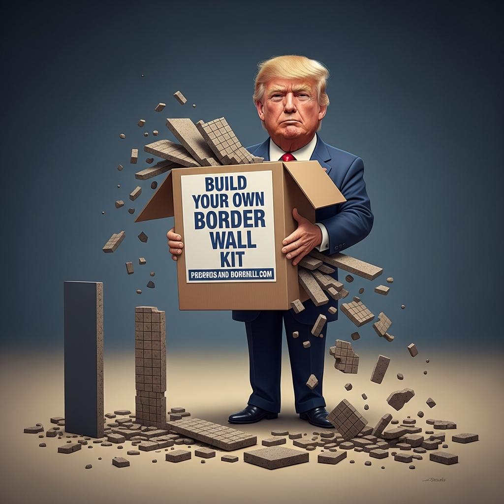 Satirical 'Build Your Own Border Wall Kit' Digital Art Print