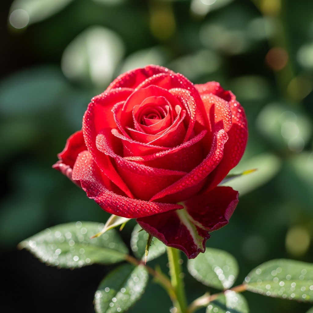 Dew-Kissed Red Rose