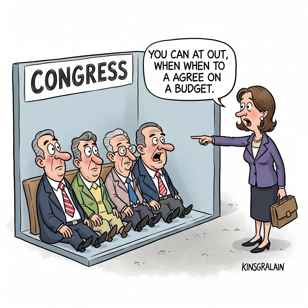 Congress Budget Time-Out Cartoon