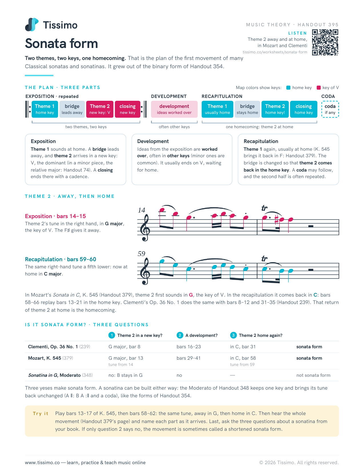 Sonata form — Free Printable Worksheet | Tissimo