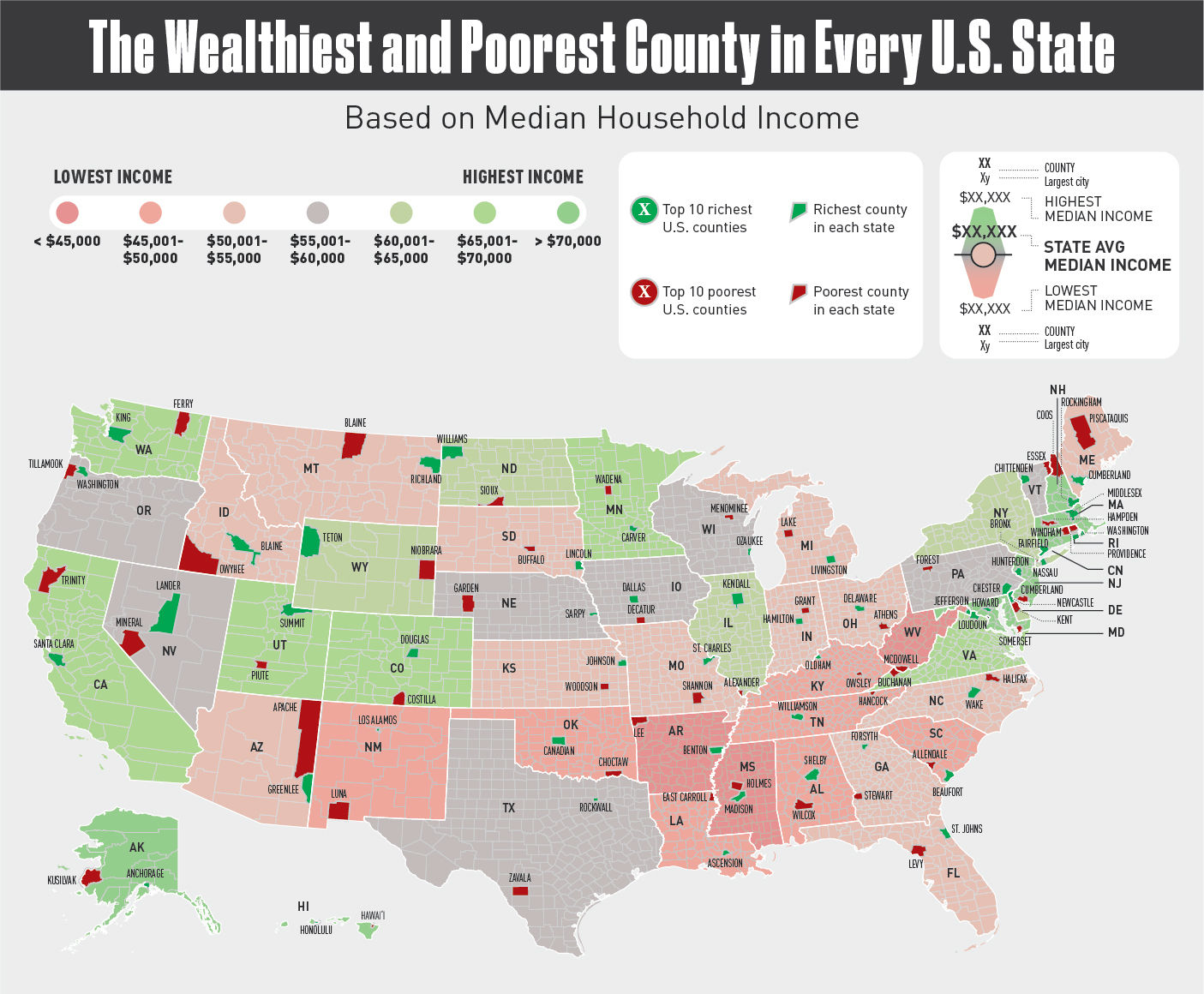 Mapped The Wealthiest And Poorest County In Every U S State | My XXX ...