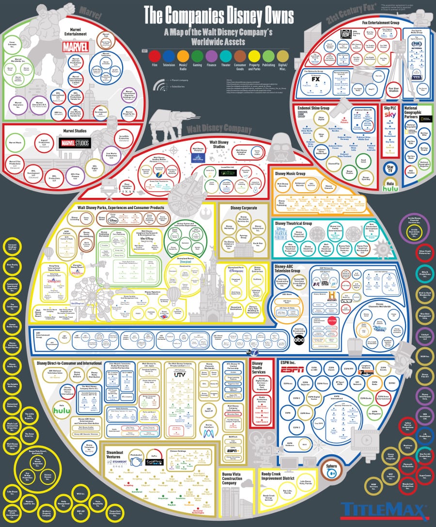 Every Company Disney Owns A Map of Disney's Worldwide Assets