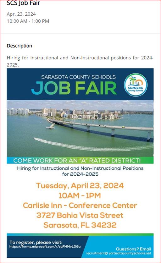 Sarasota County Schools Job Fair