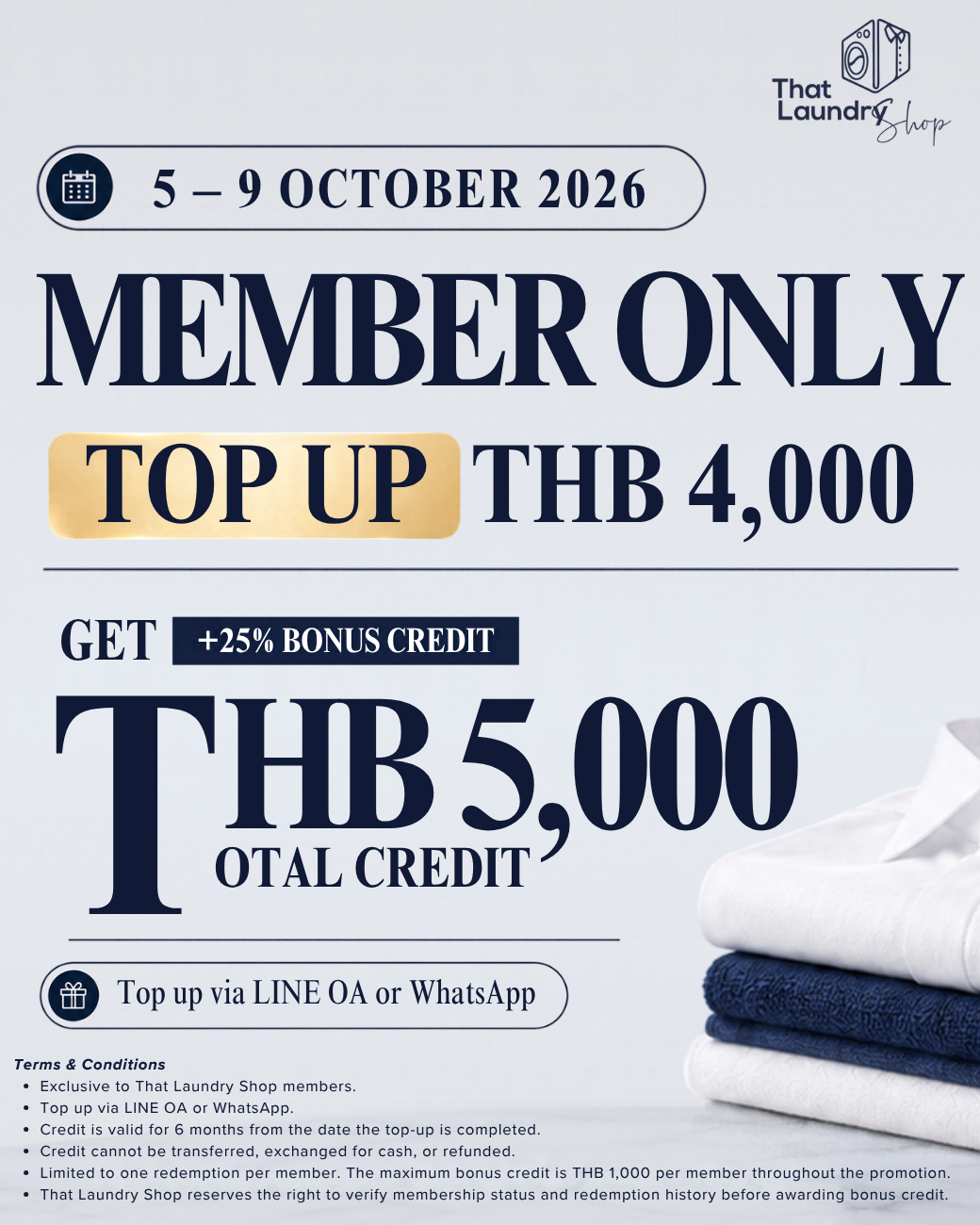 เติมเงิน 4,000 บาท รับโบนัสเครดิตเพิ่ม 1,000 บาท (25%)