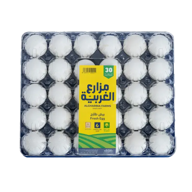 بيض أبيض طازج حجم كبير في علبة بلاستيك-30 حبة بيض أبيض طازج حجم كبير في علبة بلاستيك-30 حبة