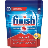 Buy Finish Finish All-in-1 Super Charged Powerball Dishwasher Detergent Tablets Lemon Sparkle - 28 Tablets in Saudi Arabia