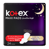 Buy Kotex Maxi Pads Night Time With Wings - 24 Count in Saudi Arabia