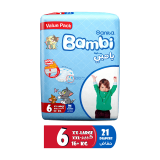 اشتري بامبي بامبي حفاضات أطفال حجم كبير 18+ كيلو مقاس 6 عبوة قيمة - 21  حفاض في السعودية