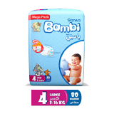 Buy Bambi Baby Diapers Size 4 Large 8-16 Kg - 80 count in Saudi Arabia