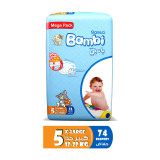 Buy Bambi Baby Diapers Size 5 XL 13-25 Kg - 74 count in Saudi Arabia