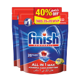 Buy Finish finish All in One Dishwasher Detergent Tabs - 40 count in Saudi Arabia