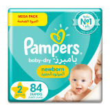 Buy Pampers Diapers Baby Dry | Mega Pack | Size 2 | Weight 3 - 8 Kg - 84 Diapers in Saudi Arabia