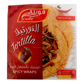 Buy Fonte Spicy Tortilla Wraps - 8 Inch 6 Pieces 250G in Saudi Arabia