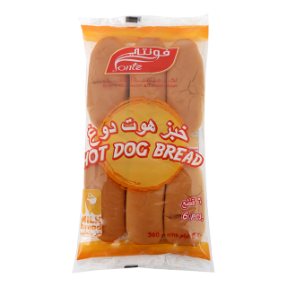 Buy Fonte Hot Dog Bread - 6 Pieces 360G in Saudi Arabia