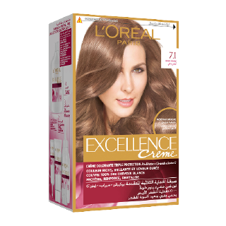 Buy Loreal Excellence Creme 7.1 Ash Blonde Hair Color - 1PCS in Saudi Arabia