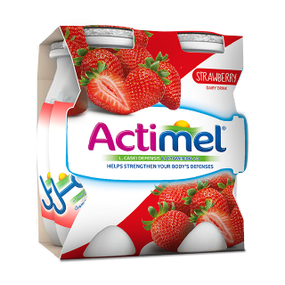 Buy Al Safi Danone Actimel Strawberry Dairy Drink - 4x93Ml in Saudi Arabia