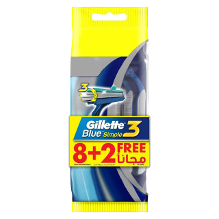 Buy Gillette    Blue Simple 3 Blades 8 + 2 Free - 10 Count in Saudi Arabia