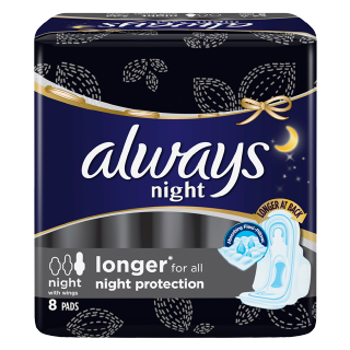 Buy Always Pads Night Longer For All Night Protection -  8 Count in Saudi Arabia