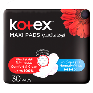 Buy Kotex Maxi Pads Normal With Wings - 30 Count in Saudi Arabia