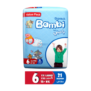 Buy Bambi Bambi Diapers Value Pack Xxl 18+ Size 6 - 21 Diapers in Saudi Arabia