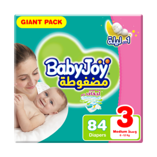 Buy Babyjoy Babyjoy Diapers Compressed Diamond Pad Giant Pack Medium 6 - 12 Kg Size 3 - 84 Diapers in Saudi Arabia