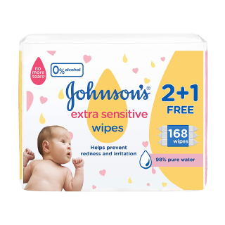 Buy Johnson's Extra Sensititive Wipes - 3×56 count in Saudi Arabia