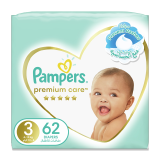 Buy Pampers Pampers Premium Care Diapers Size 3 Midi 6 -10 Kg Giant Pack - 62 Count in Saudi Arabia