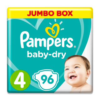 اشتري بامبرز حفاضات بامبرز Baby Dry مقاس 4 كبير 9 - 14 كيلو الصندوق الجامبو - 96 حفاضاً في السعودية