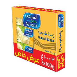 Buy Almarai Natural Butter Unsalted -  3 × 100G in Saudi Arabia