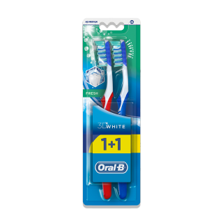 Buy Oral B 3D White Fresh Toothbrush Medium - 1 + 1 Free in Saudi Arabia