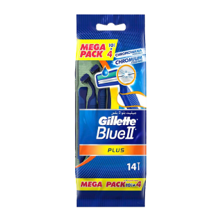 Buy Gillette Blue II Plus Men's Disposable Razors - 10+4 count in Saudi Arabia