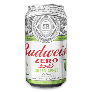 Buy Budweiser Zero Green Apple Can - 330Ml in Saudi Arabia