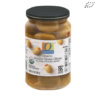 Buy Safeway O Organics Olives Green Stuffed With Red Pepper - 6.7Z in Saudi Arabia