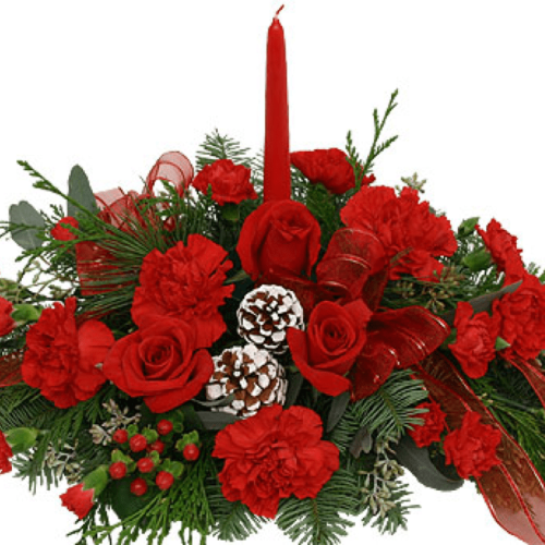 Image of the Home for Christmas floral centerpiece