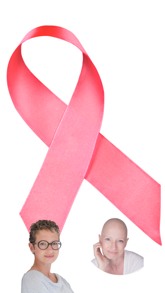 Breast Cancer Awareness Ribbon and before and after hair loss