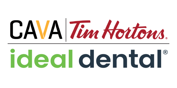 CAVA, TIM HORTONS W/ DUAL DR-THRU & IDEAL DENTAL STRIP logo