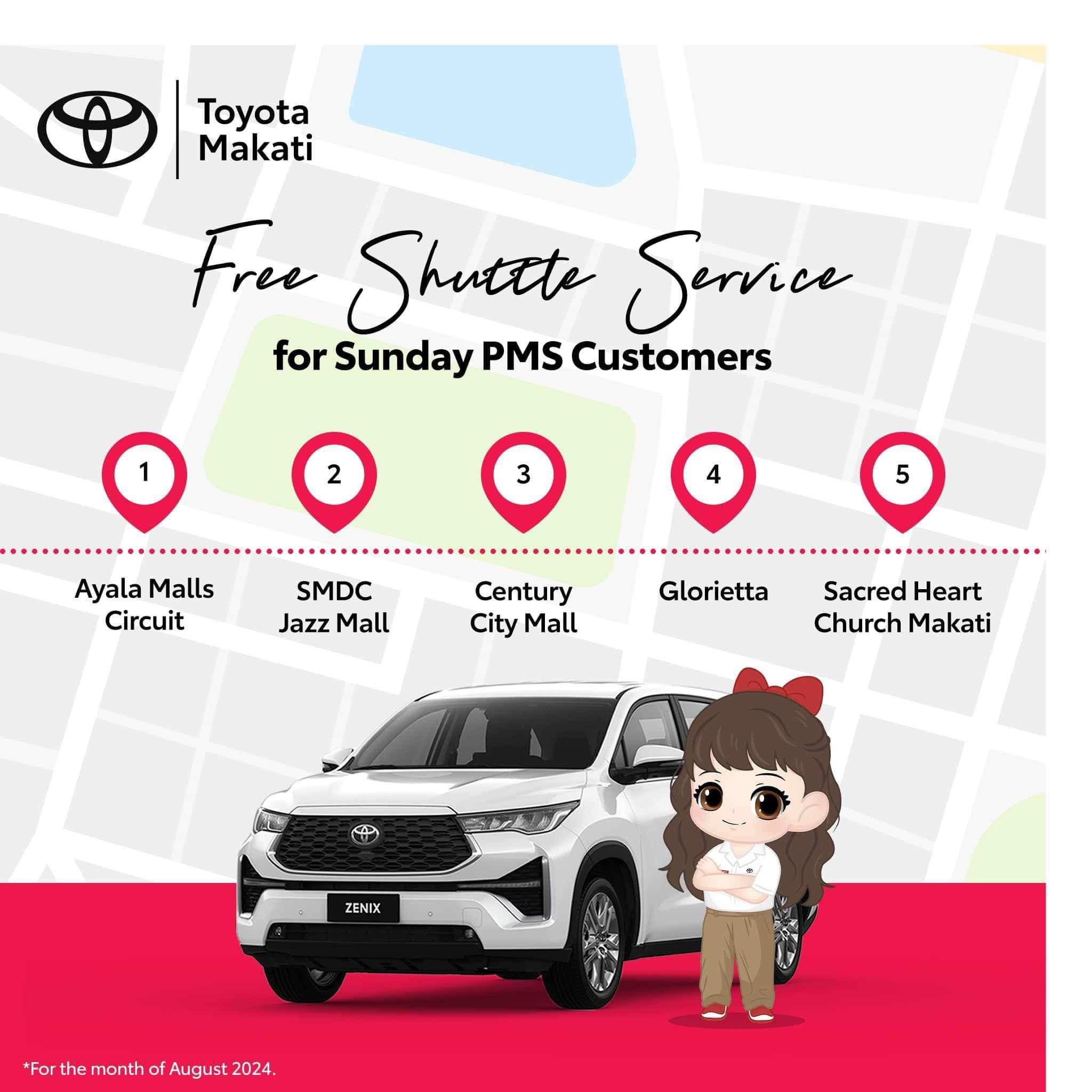 Free Shuttle Service for Sunday PMS Customers