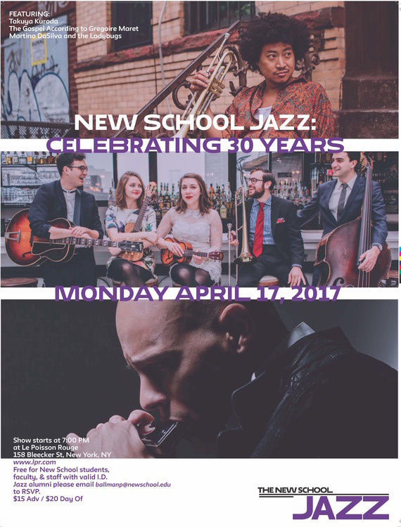 New School Jazz: Celebrating Our 30th Year with Takuya Kuroda, Gregoire Maret, and Martina DaSilva & The Ladybugs
