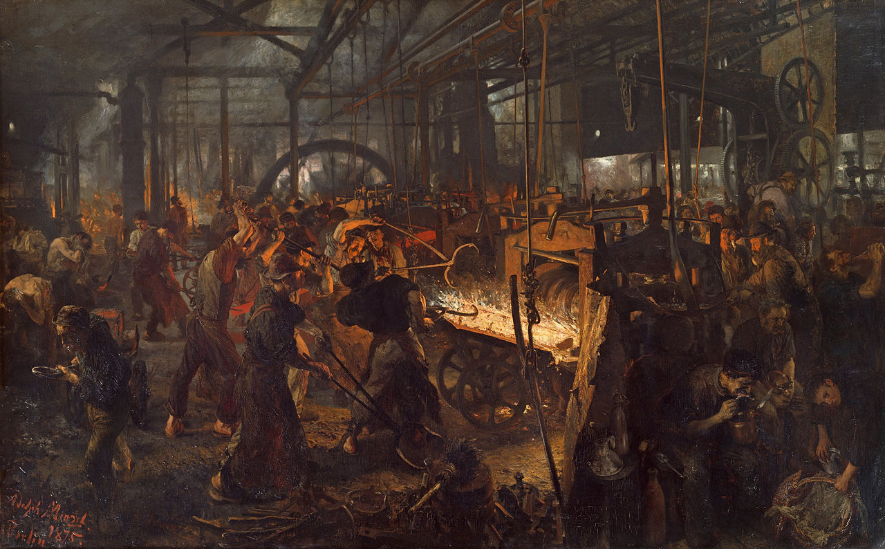 Eisenwalzwerk, Ölgemälde von Adolph von Menzel, 1875
