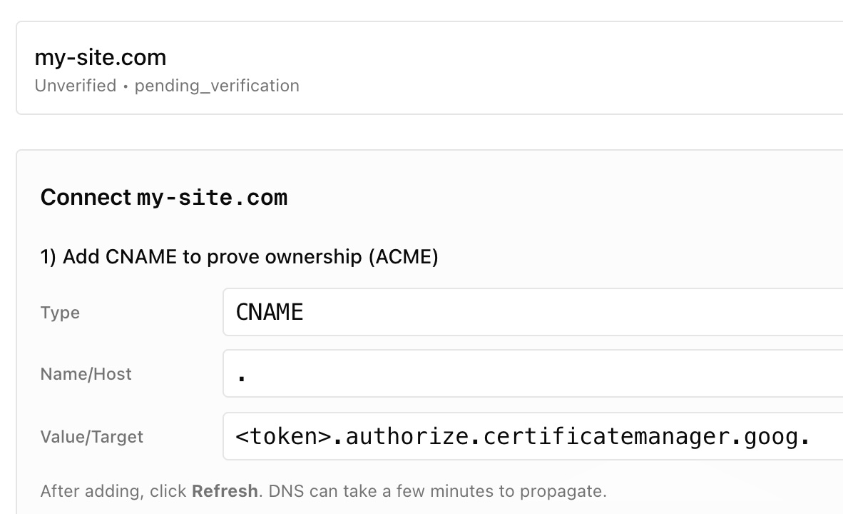 DNS configuration instructions