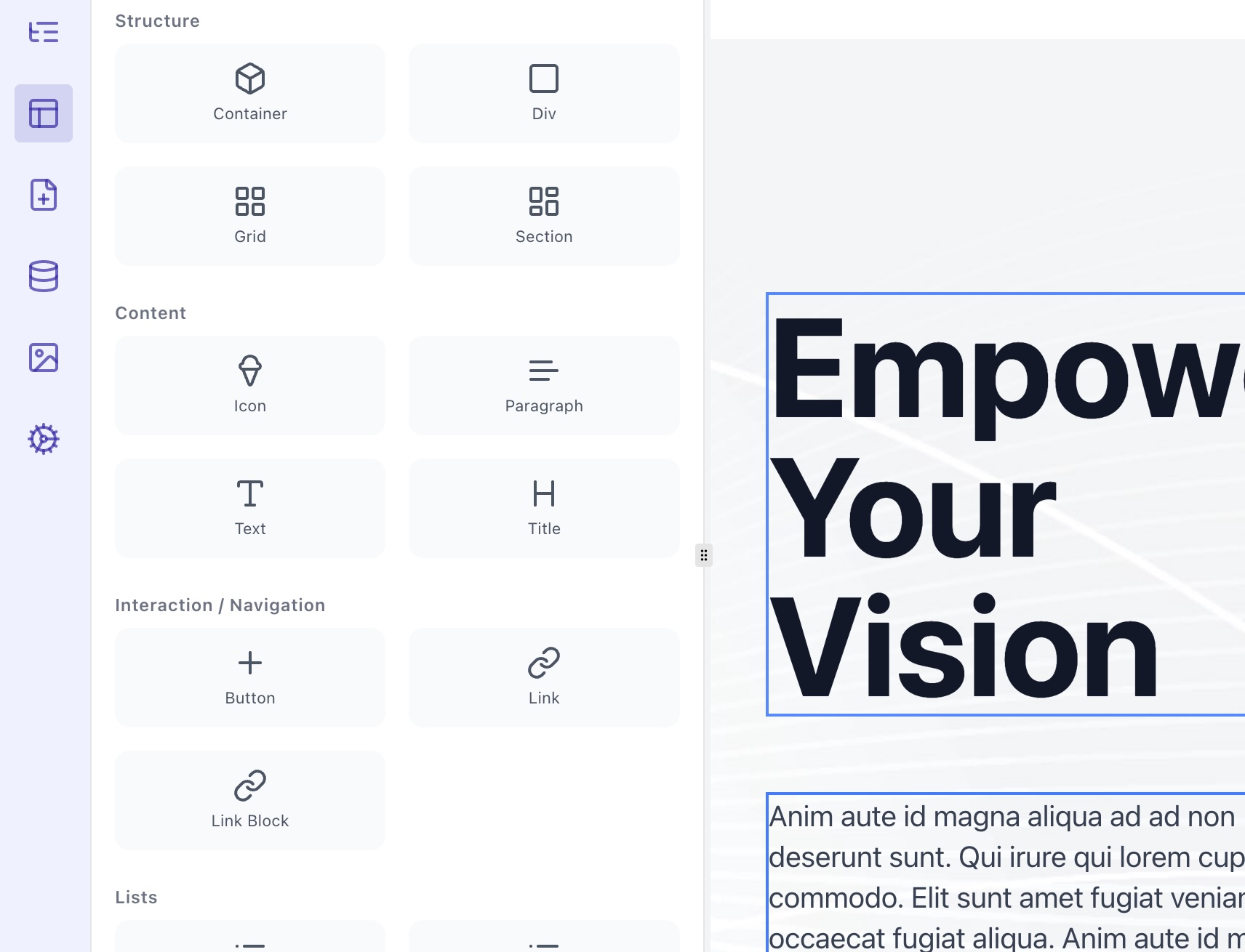 Primitive blocks for pixel-perfect layouts